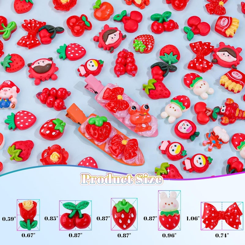 Glitzest 100PCS TINKRSTUFF Red Slime Charms Jelly Cute Flatback Resin Charms for Slime, Random Kawaii Decoden Charm for Embellishments Phone Junk Case Charms Bulk, Hairpins Scrapbooking Crafting & DIY Decor - Image 2
